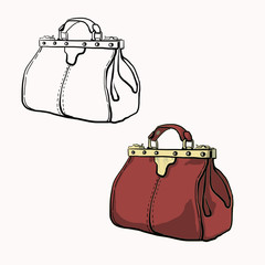 sketch illustration red women bag