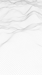 Abstract landscape on a white background. Cyberspace grid. hi tech network. 3d illustration. Vertical orientation