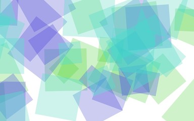 Multicolored translucent squares on white background. 3D illustration