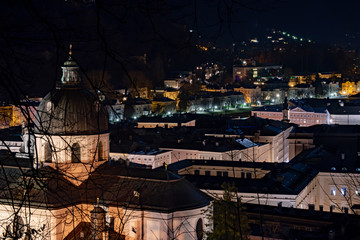 night view of the city of Salzburg