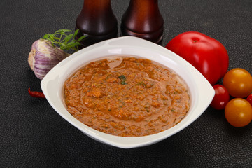 Famous Spanish gazpacho tomato soup