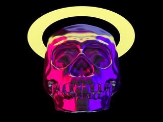 Abstract human skull on a black background. 3D