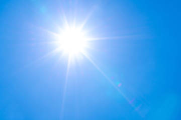 Fototapeta premium The blue summer sky with white fluffy clouds. Photo from window on the airplane.