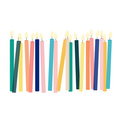 Candles background. Birthday decoration. Isolated vector illustration. Celebration design. Festive backdrop. 