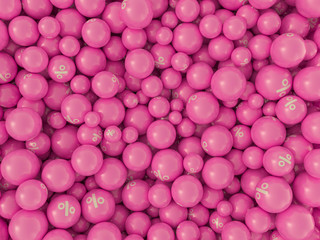 Seasonal sales background with percent discount pattern. 3D illustration