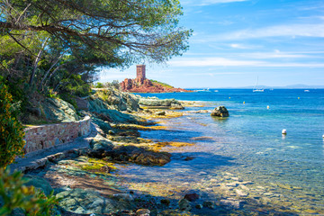beautiful coast on french riviera in Frejus, south France
