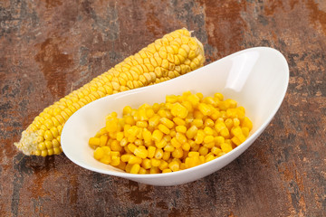 Young corn seeds in the bowl