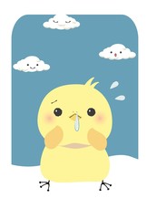 鼻水が垂れているひよこ