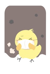 風邪を引いたひよこ
