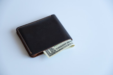 Purse on the table on a white background