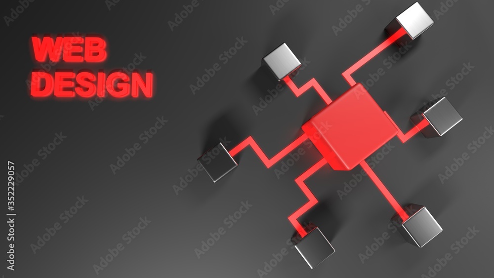 Poster web design network connections background - 3d rendering illustration