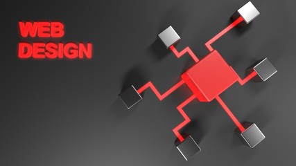 WEB DESIGN Network connections background - 3D rendering illustration