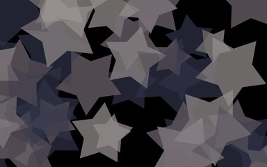 Gray translucent stars on a dark background. Orange tones. 3D illustration