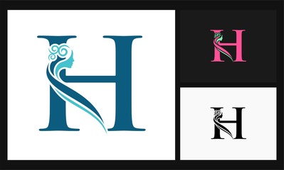 letter H face concept design beauty logo
