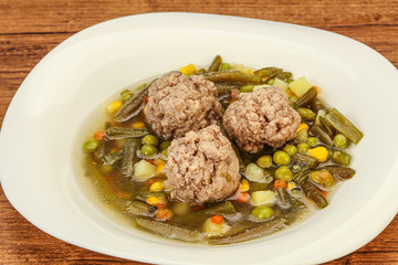 Soup with vegetables and meat balls