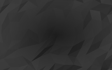 Fototapeta premium Black abstract background. Lowpoly backdrop. Gloomy crumpled paper. 3D illustration
