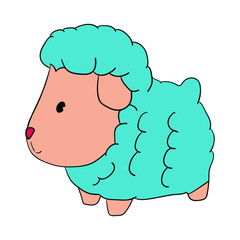 vector illustration of a blue sheep plastic toy