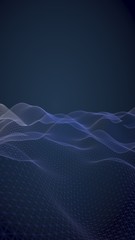 Abstract landscape on a blue background. Cyberspace grid. hi tech network. 3d technology illustration. 3D illustration