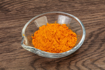 Tumeric powder in the bowl