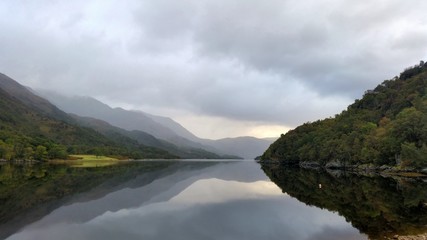 Fototapeta na wymiar Loch Leven mirroring the hills from Caolasnacon.