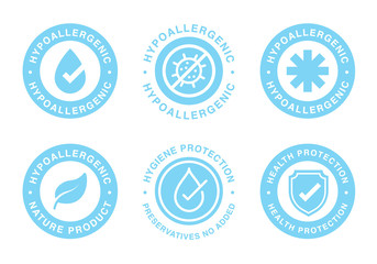 Hypoallergenic tested logo label. Vector badge of dermatology test tag for sensitive skin product package.