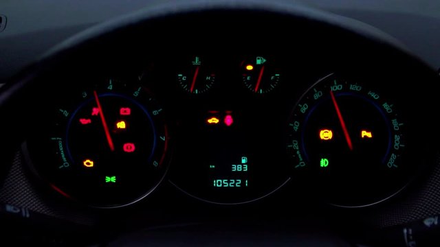 the car dashboard lights up when the ignition is turned on