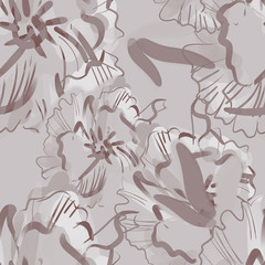 Stylized Poppies Seamless Pattern. Hand Drawn Background.