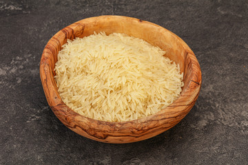 Raw basmati rice in the bowl