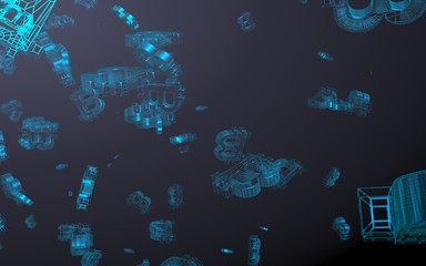 Digital currency symbol Bitcoin on a dark background. Fall of bitcoin. crypto currency graph on virtual screen. Business, Finance and technology concept. 3D illustration