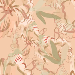 Fototapeta premium Stylized Poppies Seamless Pattern. Hand Drawn Background.