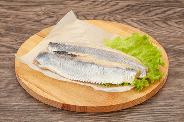 Herring fillet with salad leaves