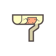 Gutter damage and repair work vector icon design.