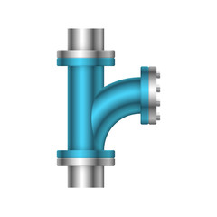 Pipe vector icon. Connection by flange fitting. Part for pipeline construction to transportation water, oil and gas. Also for water supply infrastructure, wastewater treatment, plumbing and irrigation