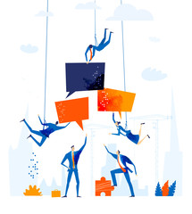 Business people communicating and finding solutions. Working together. Business concept illustration. 