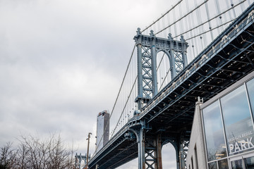 Manhattan bridge in Brooklyn, seen from Main Street Park