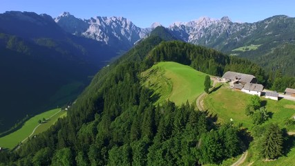 SOLCAVA, SLOVENIA - JULY 12, 2015: Logarska Dolina is a landscape park that stretches for 24 km. It is an important Slovenian destination for tourism and recreation
