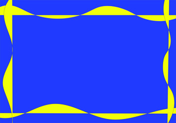 blue and yellow frame with curved lines