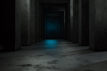 Obraz premium The dark abandoned tunnel, 3d rendering.