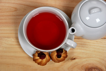 fruit tea and sweet biscuits