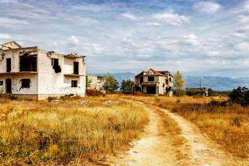 Fototapeta na wymiar abandoned, abandoned after the war houses. Croatia