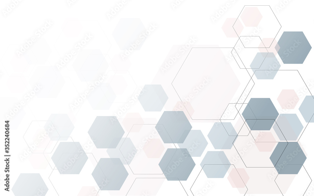 Wall mural hexagon complex mesh network molecule concept