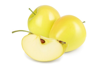 yellow apple isolated on white background with clipping path and full depth of field