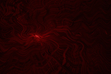Abstract frightening background in red and black colors with fancifully curved lines in the style of Lovecraft.
