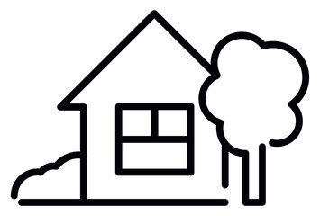 Minimalistic icon depicting a simple house. For site navigation or use as an pictogram in a document.