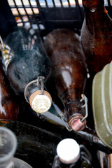 old glass bottles with screw caps