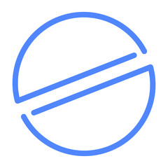 Minimalistic blue tablet icon with a line