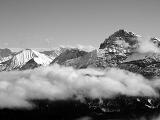 Tyrolean Alps in summer black and white