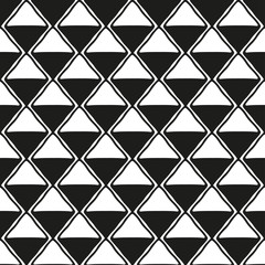 Black-white rhombuses isolated on white background. Monochrome seamless pattern. Vertical view. Hand drawn vector graphic illustration. Texture.