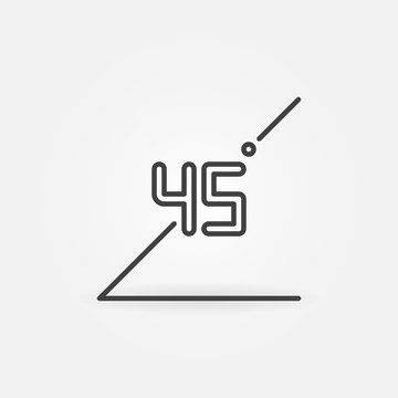 45 Degrees vector concept icon or logo element in outline style