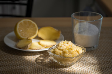 a mixture of ginger lemon and sugar